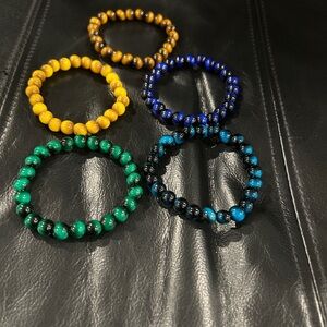 Set of Five Beaded Bracelets stretch  one size fits most